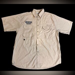 Vtg Graystone Castle Speed Zone Race Gear Race Car Button Up Shirt XL Pockets